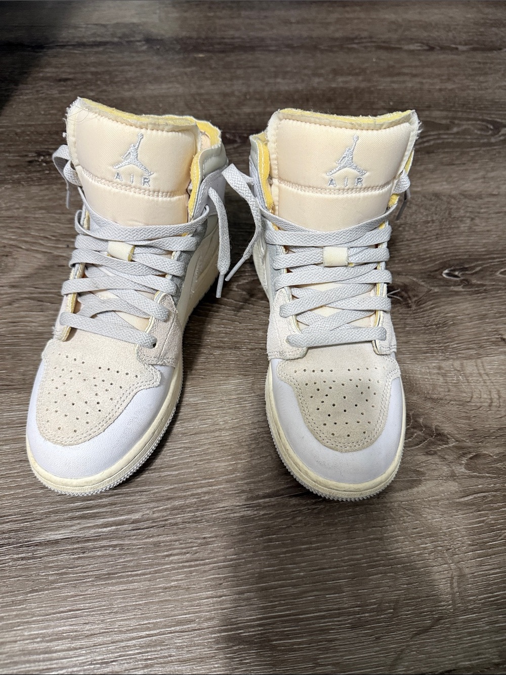 Jordan Women's High-Top Sneakers in Cream and Yellow